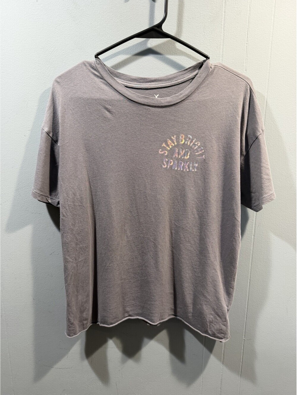 Womens American Eagle Short Sleeves T Shirt Size Medium Gray Stay Bright Graphic